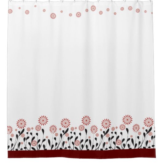 floral maroon wit douchegordijn (Voorkant)