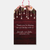 Floral Maroon Wooden Rustic Wedding Cadeaulabel (Achterkant)