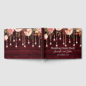 Floral Maroon Wooden Rustic Wedding Gastenboek (Volledig)