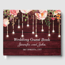 Floral Maroon Wooden Rustic Wedding