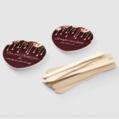 Floral Maroon Wooden Rustic Wedding Handwaaier (Niet-gemonteerd)