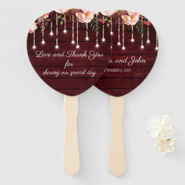 Floral Maroon Wooden Rustic Wedding Handwaaier