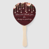Floral Maroon Wooden Rustic Wedding Handwaaier (Voorkant)