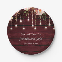 Floral Maroon Wooden Rustic Wedding