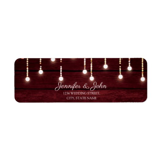 Floral Maroon Wooden Rustic Wedding Return Address Etiket (Voorkant)