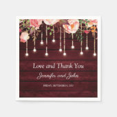 Floral Maroon Wooden Rustic Wedding Servet (Voorkant)
