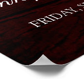 Floral Maroon Wooden Rustic Wedding Welkom Poster (Hoek)