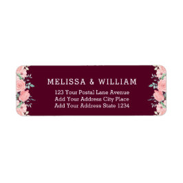 Floral Marsala bruid bruidegom bruiloft retouradre Etiket