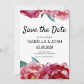 Floral Marsala Burgundy Peony Save the Date (Voorkant)
