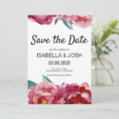 Floral Marsala Burgundy Peony Save the Date (Staand voorkant)