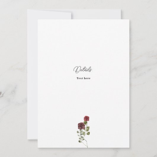 Floral Marsala Wedding-uitnodiging Kaart (Achterkant)