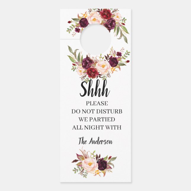 Floral Marsala Wedding Welkom door Hanger (Voorkant)