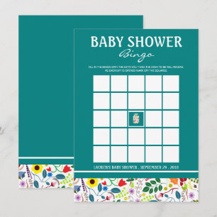Floral Mason Jar Baby shower Bingo Kaart