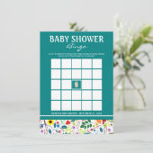 Floral Mason Jar Baby shower Bingo Kaart (Staand voorkant)
