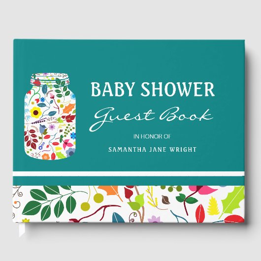 Floral Mason Jar Baby shower Gastenboek (Voorkant)