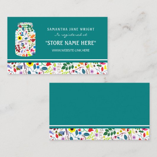 Floral Mason Jar Baby shower Gift Registry Informatiekaartje (Voorkant / Achterkant)