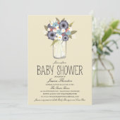 Floral Mason Jar Baby shower Kaart (Staand voorkant)