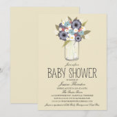 Floral Mason Jar Baby shower Kaart (Voorkant / Achterkant)