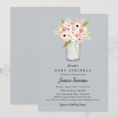Floral Mason Jar Baby shower Kaart (Voorkant / Achterkant)