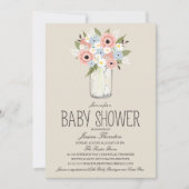 Floral Mason Jar Baby shower Kaart (Voorkant)
