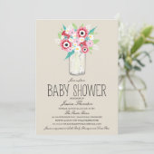 Floral Mason Jar Baby shower Kaart (Staand voorkant)