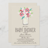 Floral Mason Jar Baby shower Kaart (Voorkant / Achterkant)