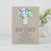 Floral Mason Jar Baby shower Kaart (Staand voorkant)