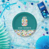 Floral Mason Jar Baby shower Papieren Bordje (Feest)