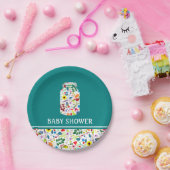 Floral Mason Jar Baby shower Papieren Bordje (Feest)