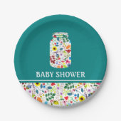 Floral Mason Jar Baby shower Papieren Bordje (Voorkant)