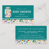 Floral Mason Jar Baby shower Ticket Invitation Informatiekaartje (Voorkant / Achterkant)