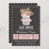 Floral Mason Jar Baby shower Uitnodiging (Voorkant / Achterkant)