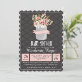 Floral Mason Jar Baby shower Uitnodiging (Staand voorkant)