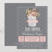 Floral Mason Jar Baby shower Uitnodiging (Voorkant / Achterkant)