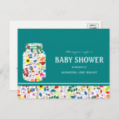 Floral Mason Jar Baby shower Uitnodiging (Voorkant / Achterkant)