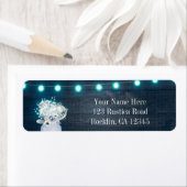 Floral Mason Jar & Blue Lights Rustic Invitation Etiket (Insitu)