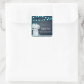 Floral Mason Jar & Blue Lights Rustic Invitation Vierkante Sticker (Tas)