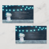 Floral Mason Jar & Blue Lights Rustieke Tafelplaat Plaatskaartje (Voorkant / Achterkant)