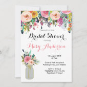 Floral Mason Jar Bridal Shower-uitnodigingen Kaart (Voorkant)