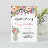 Floral Mason Jar Bridal Shower-uitnodigingen Kaart (Staand voorkant)