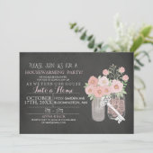 Floral Mason Jar Chalkboard Housewarming Uitnodige Kaart (Staand voorkant)