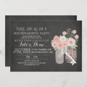 Floral Mason Jar Chalkboard Housewarming Uitnodige Kaart (Voorkant / Achterkant)