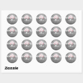 Floral Mason Jar Grijs Roze Bruiloft Ronde Sticker (Vel)