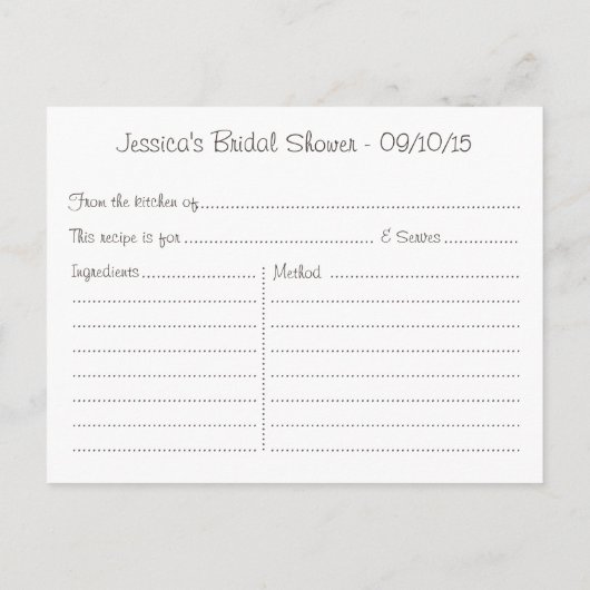 Floral Mason Jar Keuken Douche Recept Kaarten (Achterkant)