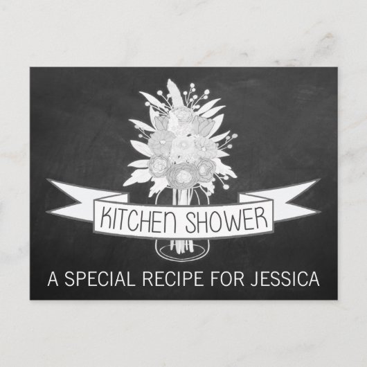 Floral Mason Jar Keuken Douche Recept Kaarten (Voorkant)