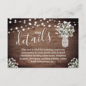 Floral Mason Jar Lights Monogram Bruiloft Details Informatiekaartje (Voorkant)