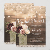 Floral Mason Jar & Lights Rustieke Country Bridal Kaart (Voorkant / Achterkant)