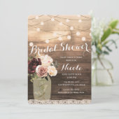 Floral Mason Jar & Lights Rustieke Country Bridal Kaart (Staand voorkant)