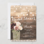 Floral Mason Jar & Lights Rustieke Country Bridal Kaart (Voorkant)