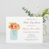 Floral Mason Jar Moederdag Brunch Nodigt uit Kaart (Staand voorkant)